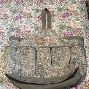 Gray Floral Tote Bag